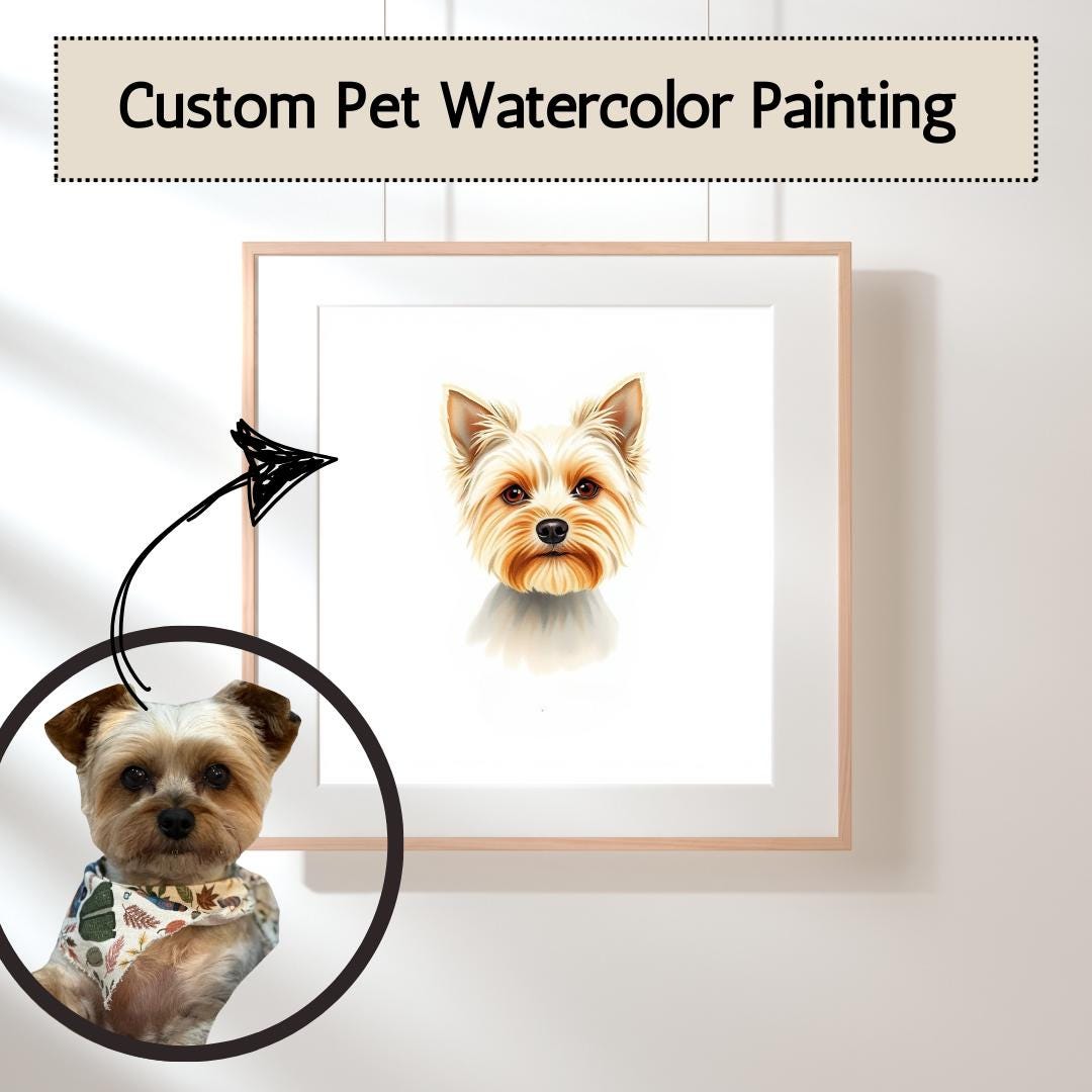Custom Pet Watercolor Portrait: Dog & Cat Art (Digital Download)