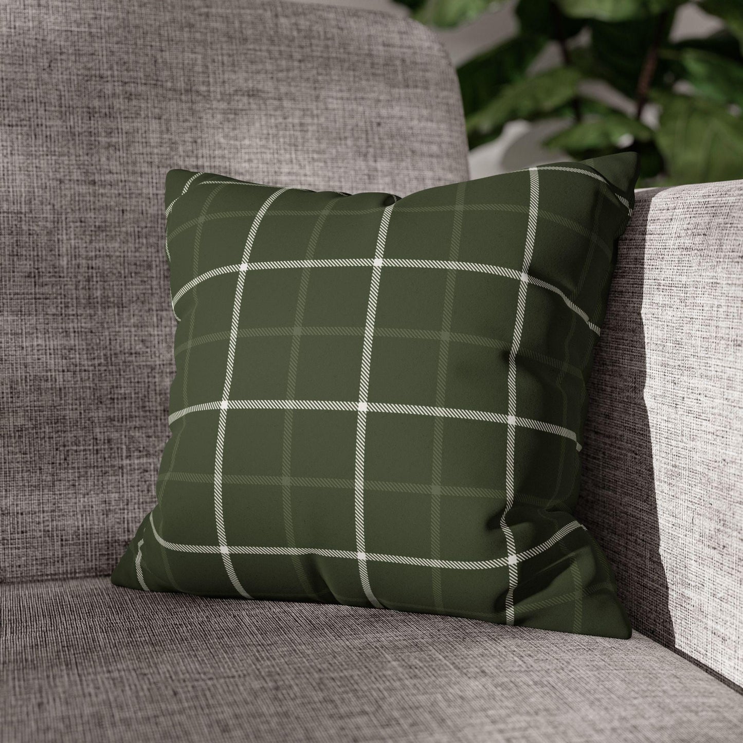Ralph Lauren Style Green Tattersall Throw Pillow Cover