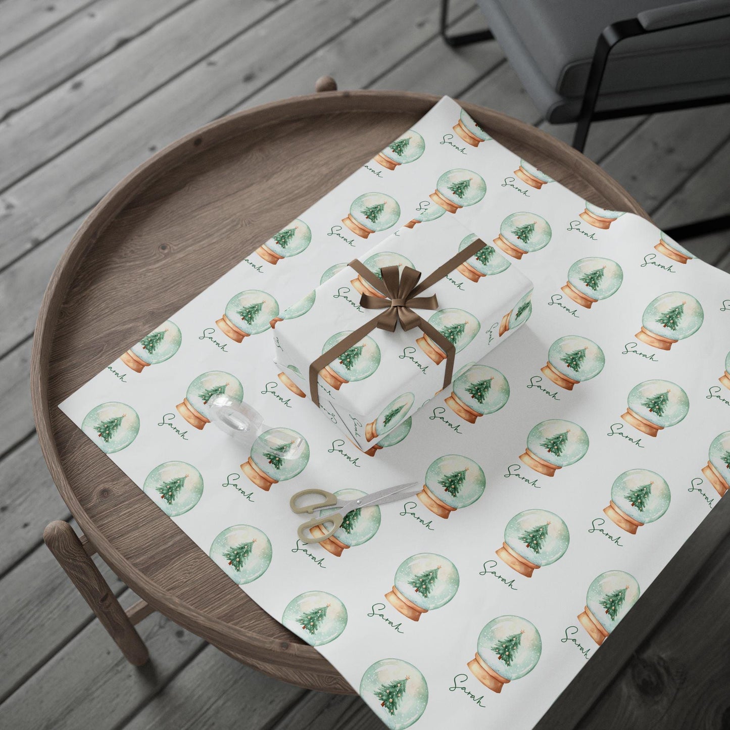 Personalized Snow Globe Wrapping Paper