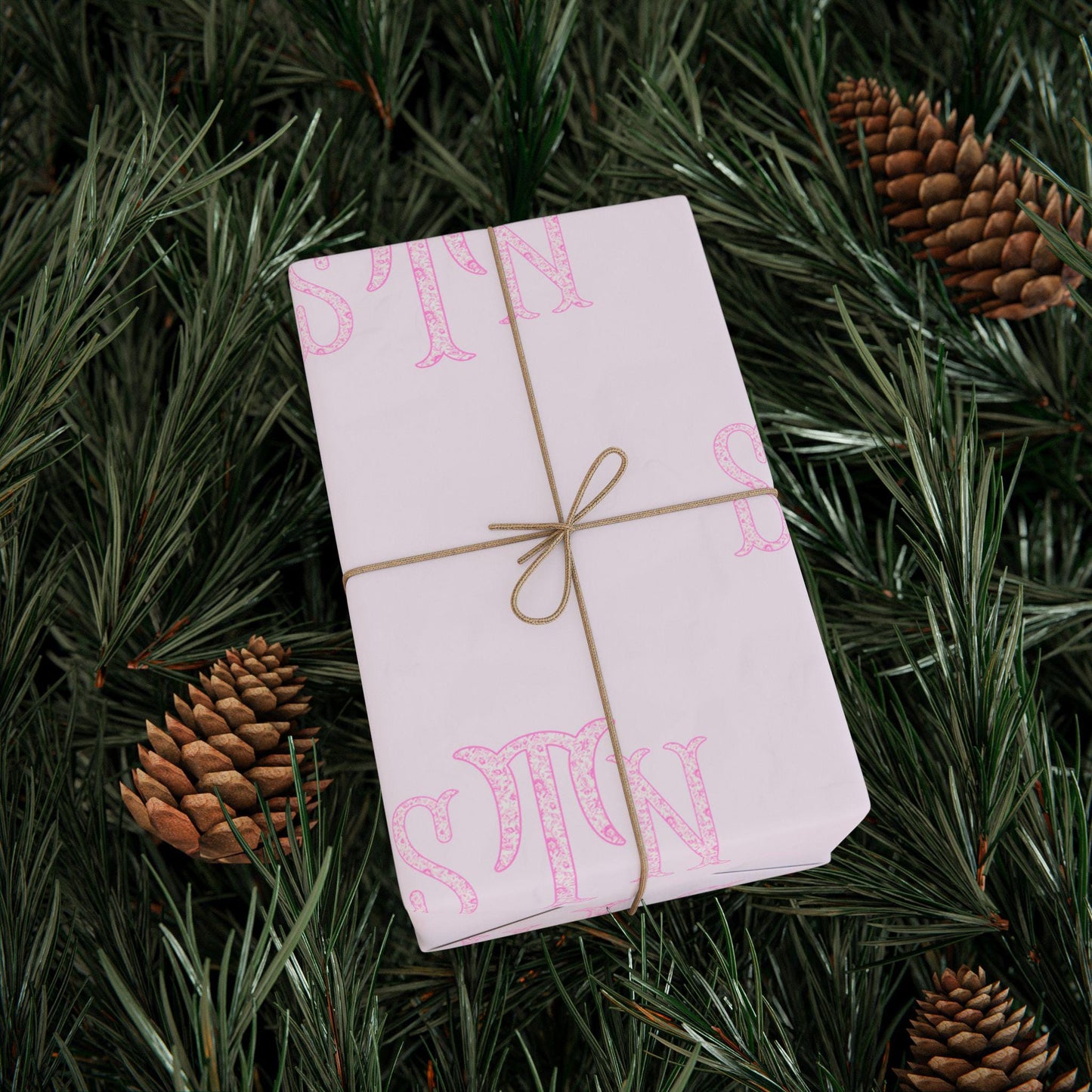 Custom Monogram Wrapping Paper Pink