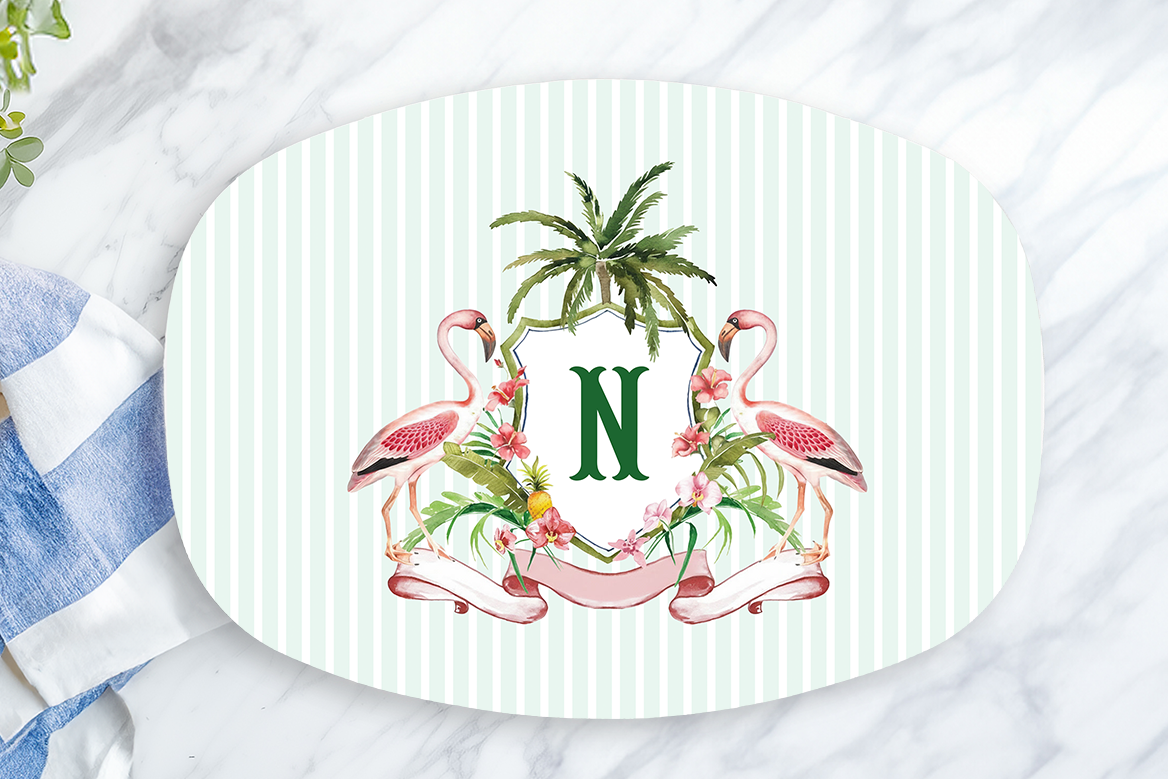 Personalized Flamingo Monogram Platter