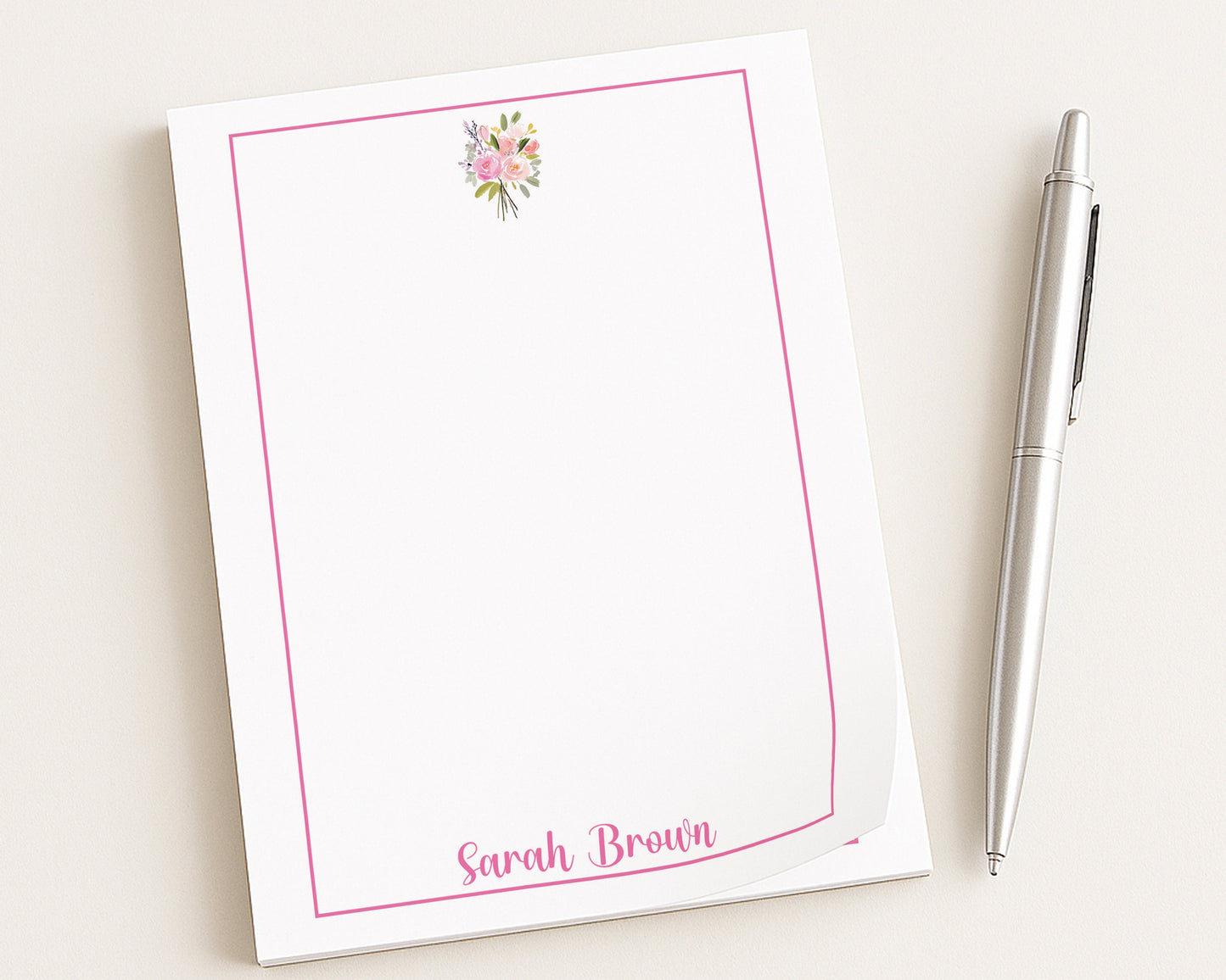 Personalized Watercolor Floral Bouquet Notepad