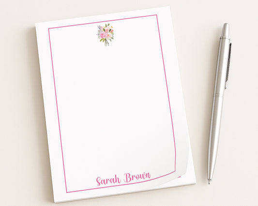 Personalized Watercolor Floral Bouquet Notepad