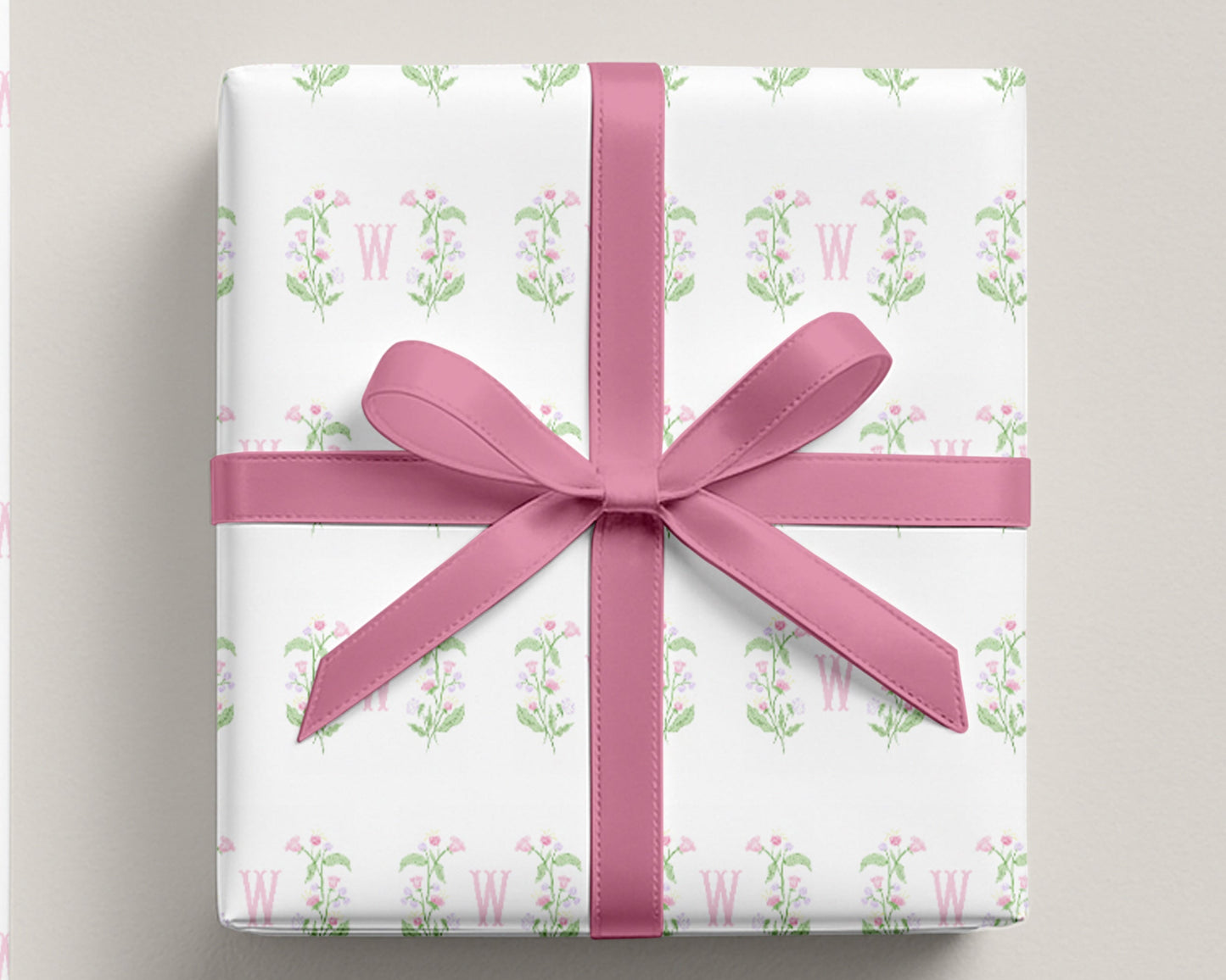 Watercolor Floral Monogram Wrapping Paper