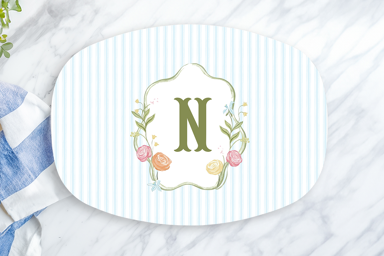 Personalized Floral Monogram Platter