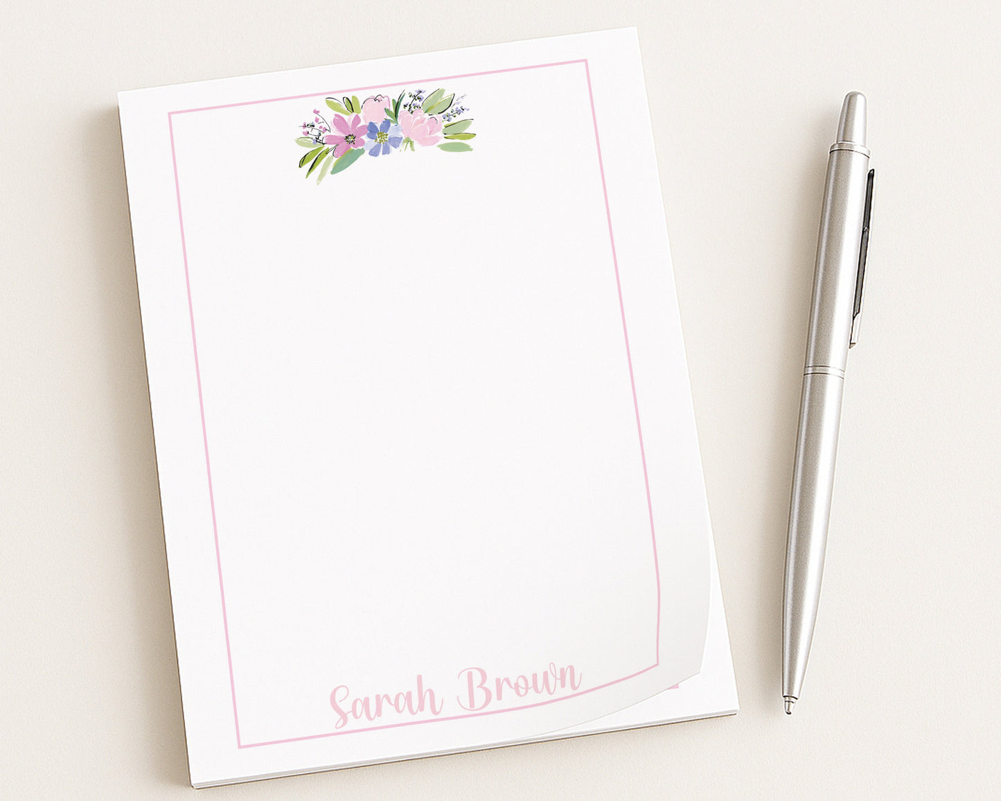 Personalized Floral Swag Notepad