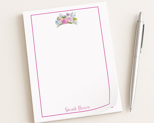 Personalized Watercolor Floral Swag Notepad