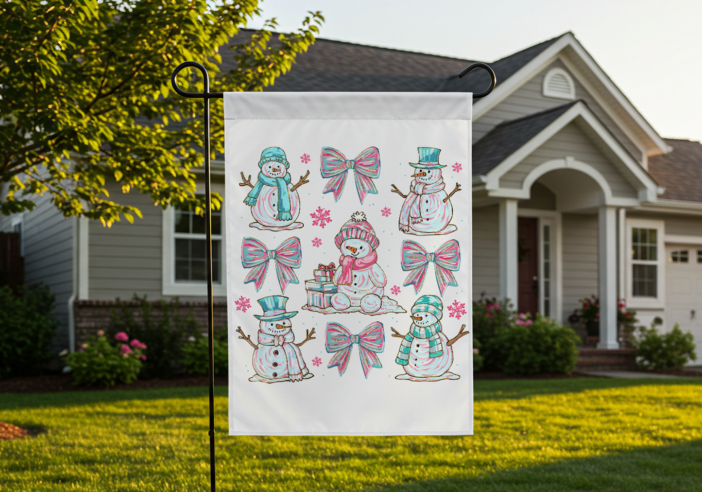 Preppy Snowman Garden Flag