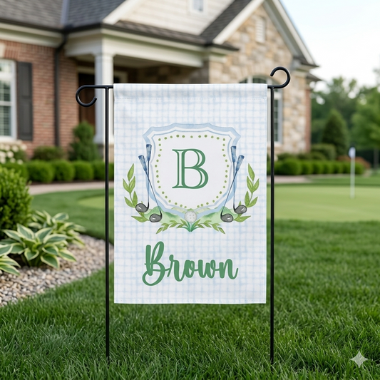 Personalized Golf Crest Garden Flag