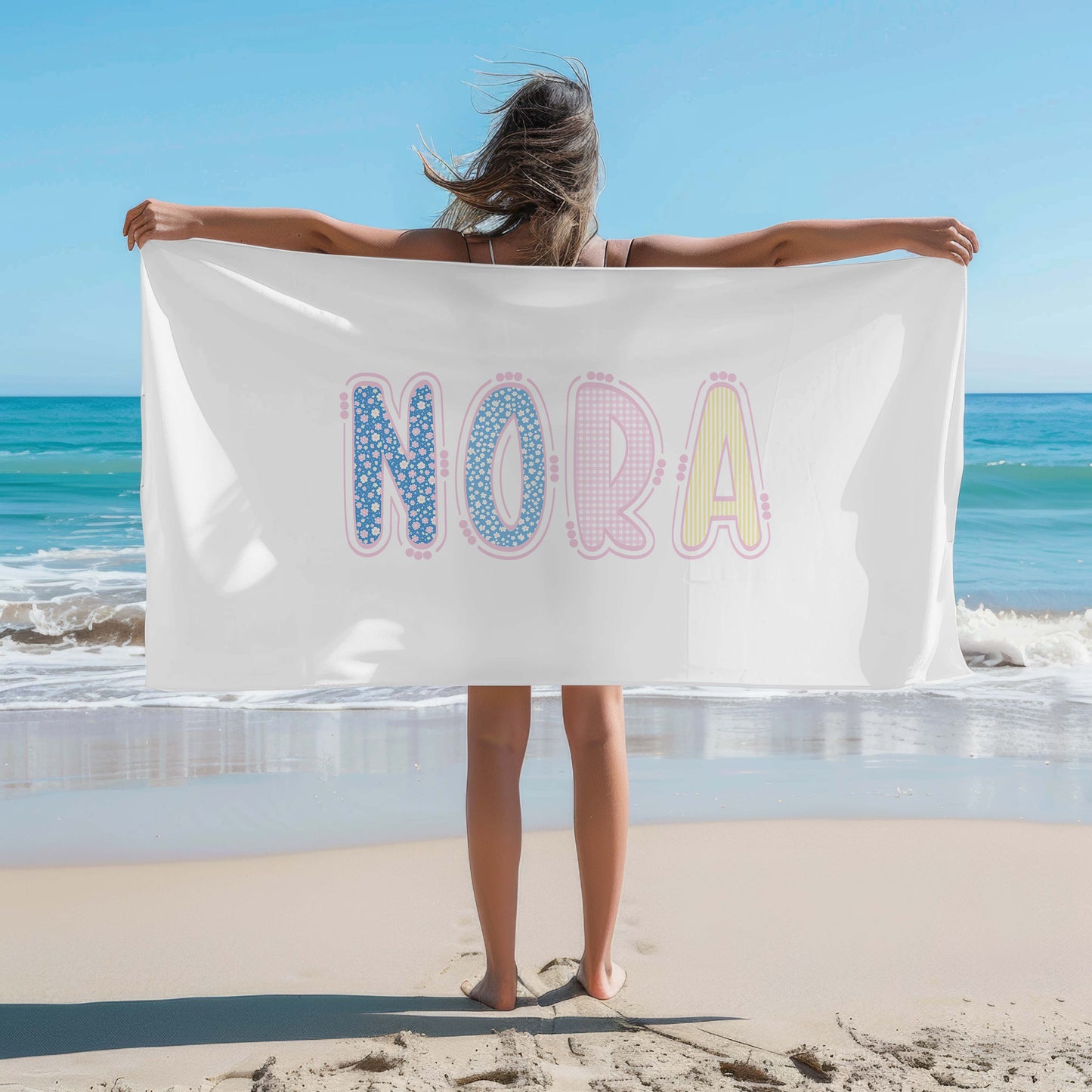 Personalized Preppy Coquette Beach Towel