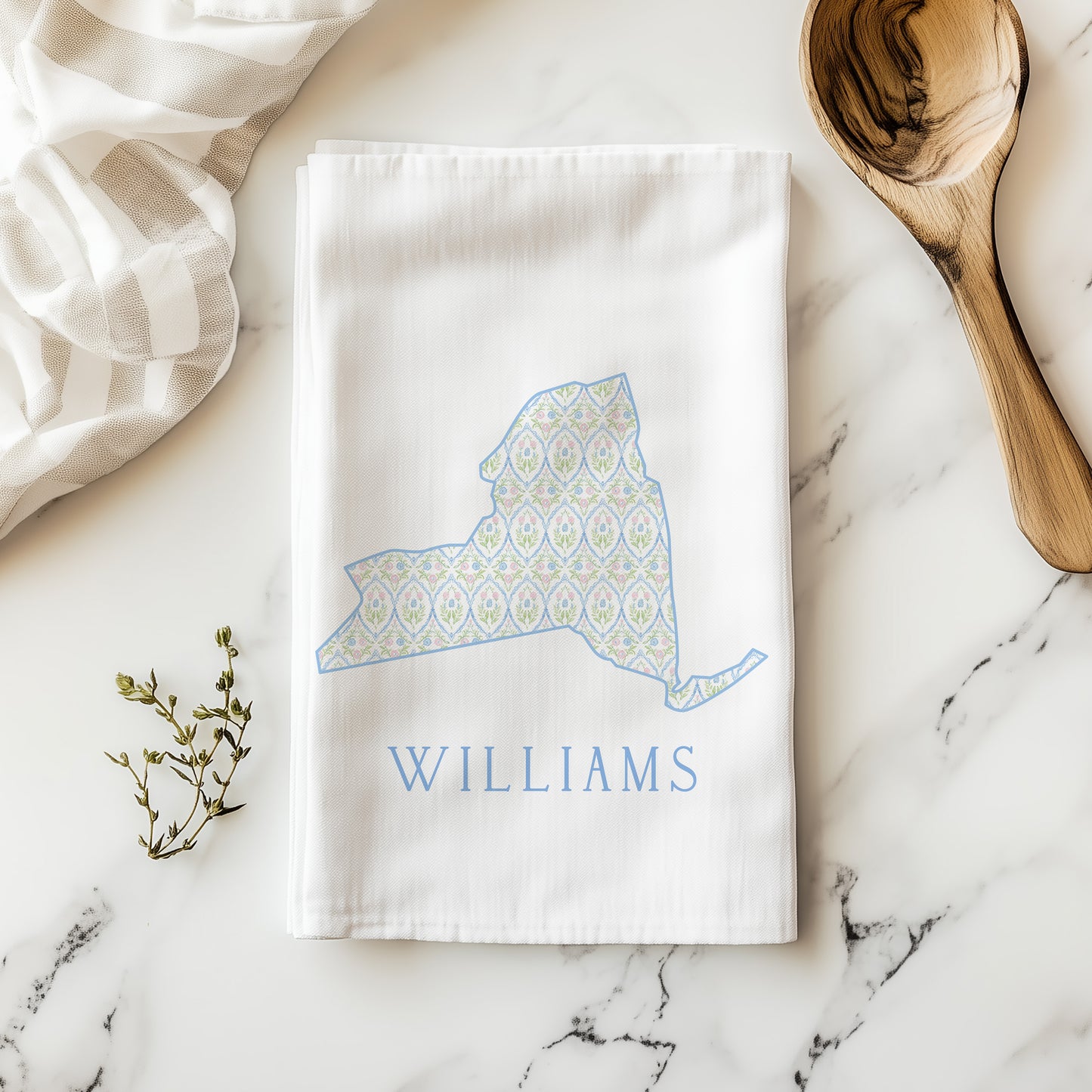 Personalized Preppy State Tea Towel