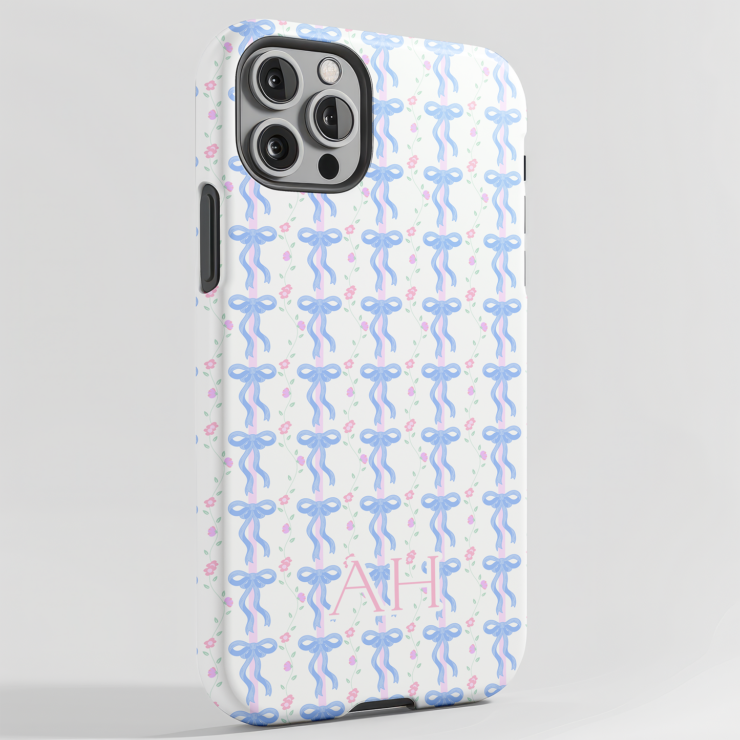 Personalized Grandmillennial Blue Bow Phone Case