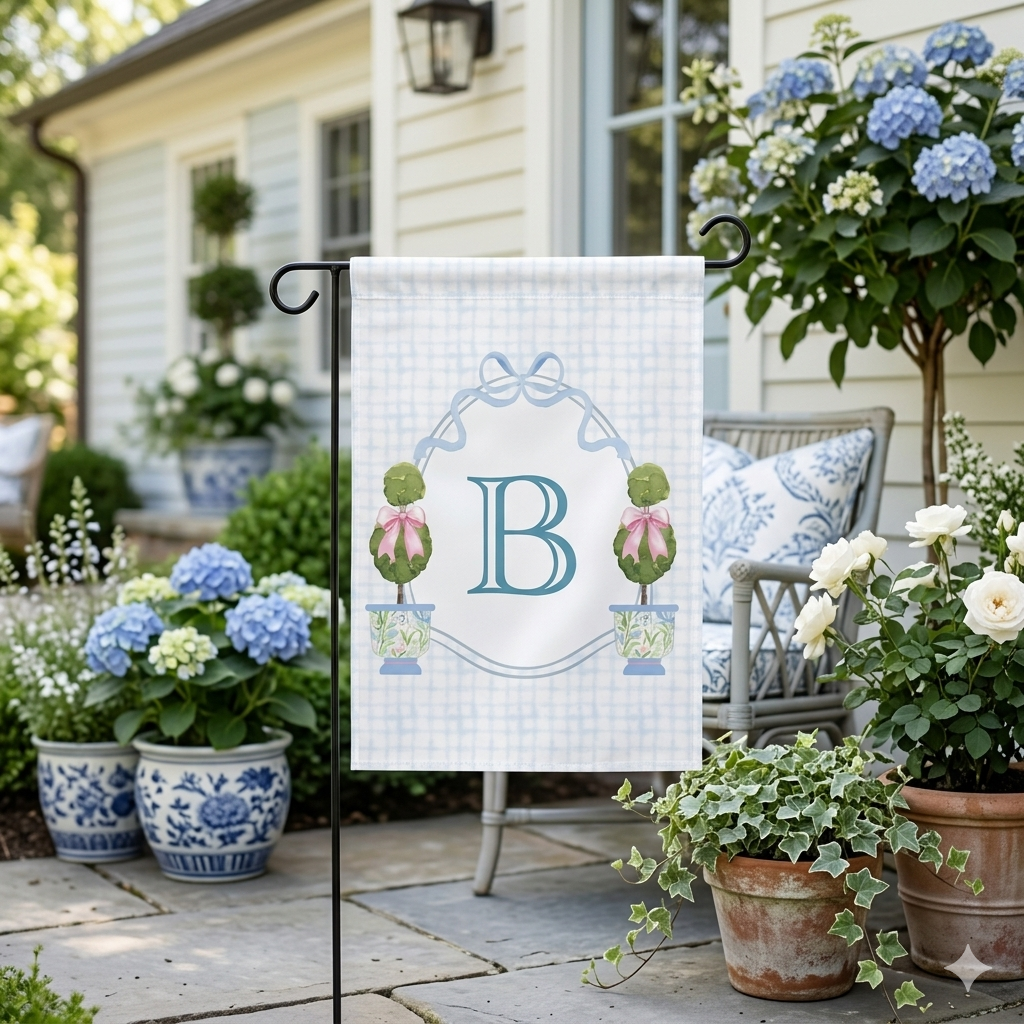 Personalized Preppy Topiary Garden Flag