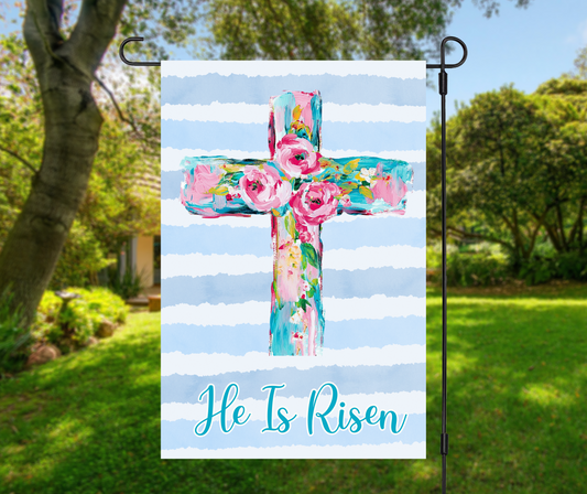 He Is Risen Cross garden flag