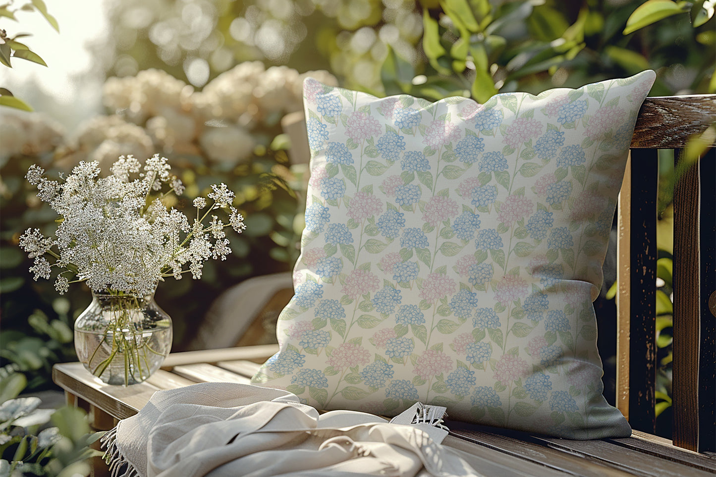 Hydrangea Outdoor Pillow