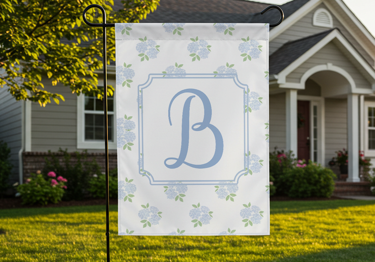 Personalized Blue Hydrangea Garden Flag