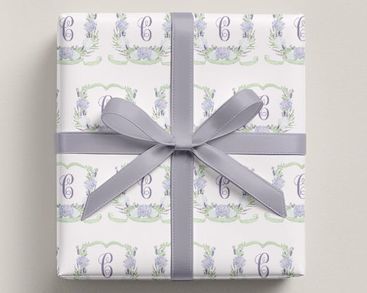 Lavender Crest Monogram Wrapping Paper