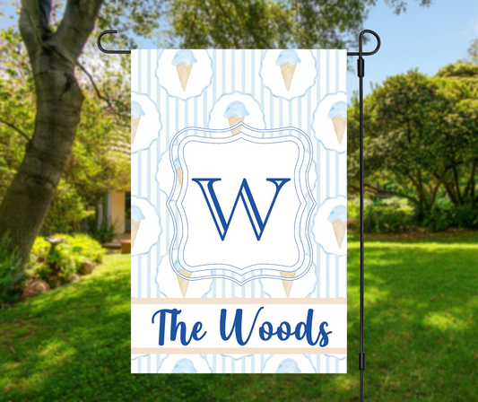 Personalized Ice Cream Garden Flag, Initial