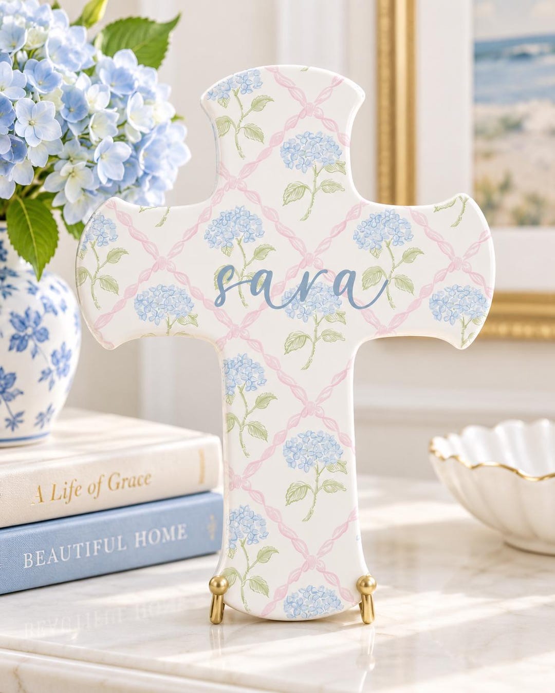Personalized Porcelain Cross, Custom Name Nursery Cross