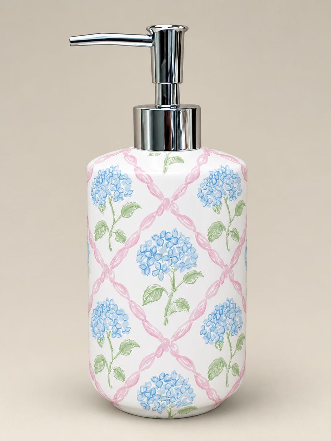 Preppy Hydrangea Soap Dispenser Blue Pink