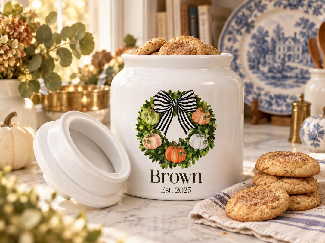 Personalized Pumpkin Wreath Cookie Jar