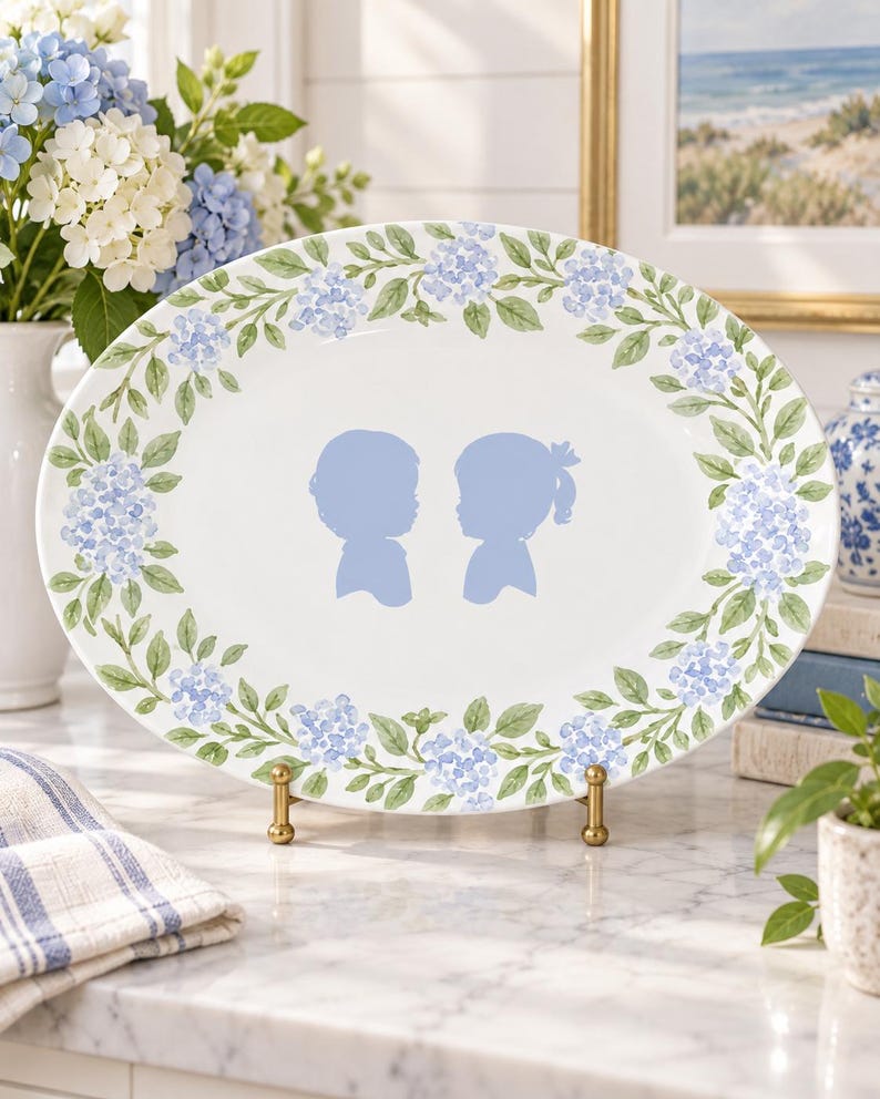 Personalized Silhouette Platter, Custom Child Portrait Plate
