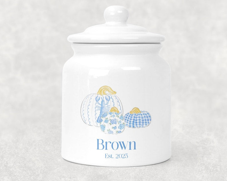 Personalized Chinoiserie Pumpkin Cookie Jar detail