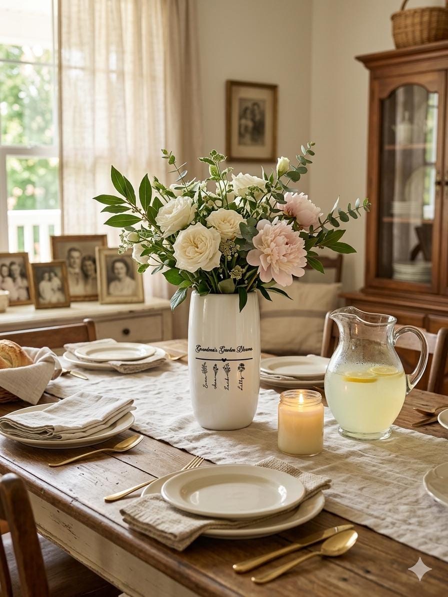 Personalized Porcelain Grandma Vase detail