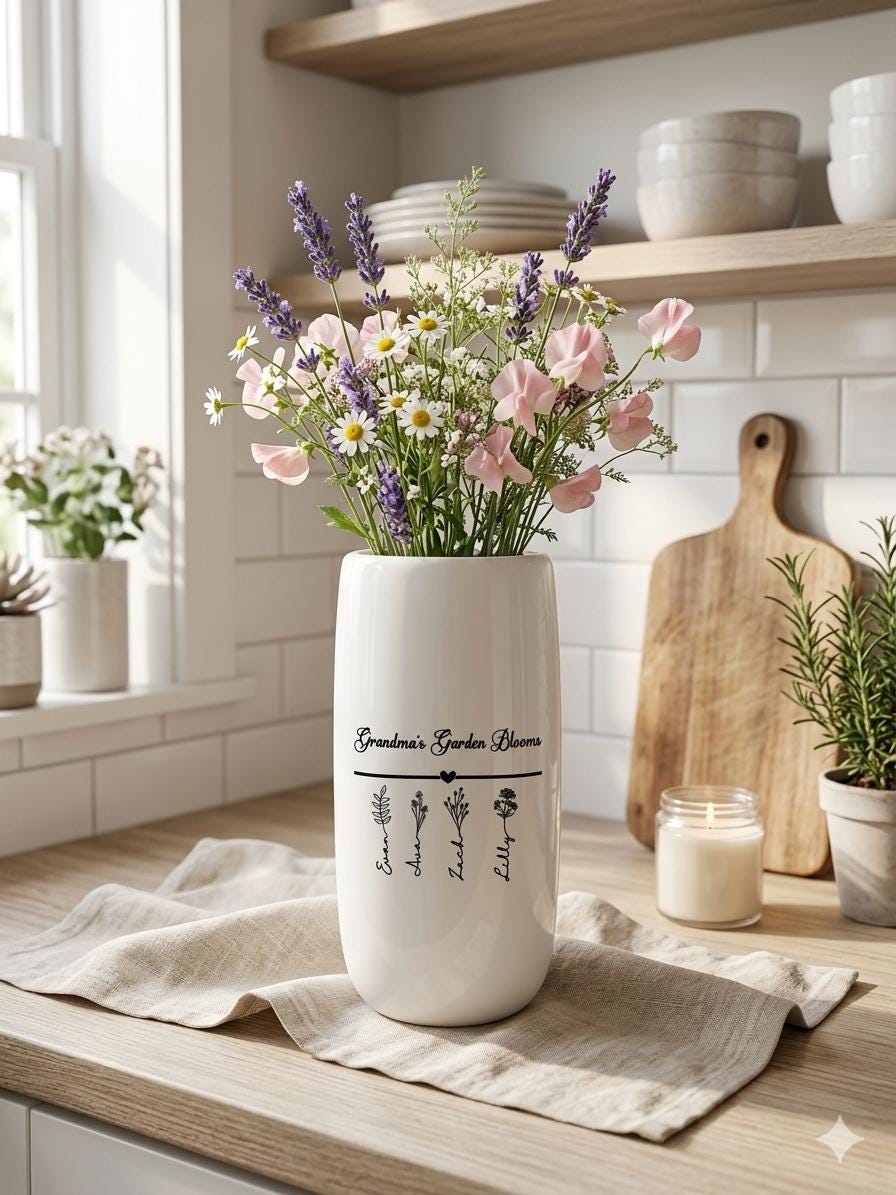Personalized Porcelain Grandma Vase
