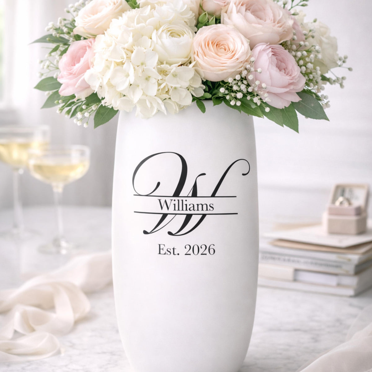 Monogram Bridal Shower Vase