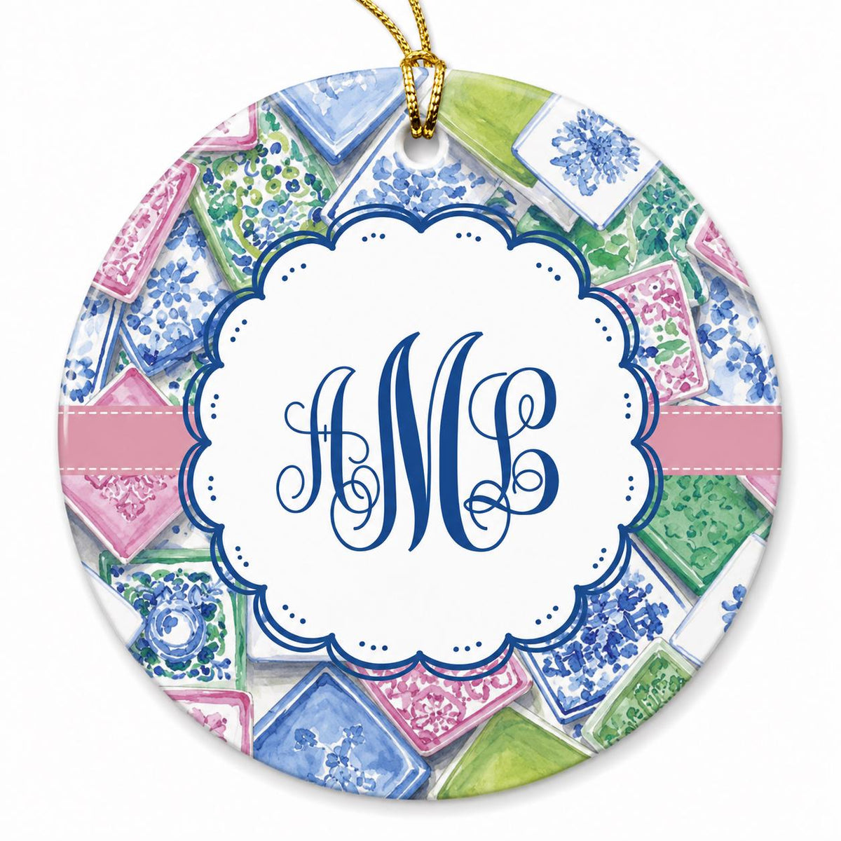 Personalized Mahjong Monogram Ornament - view 2
