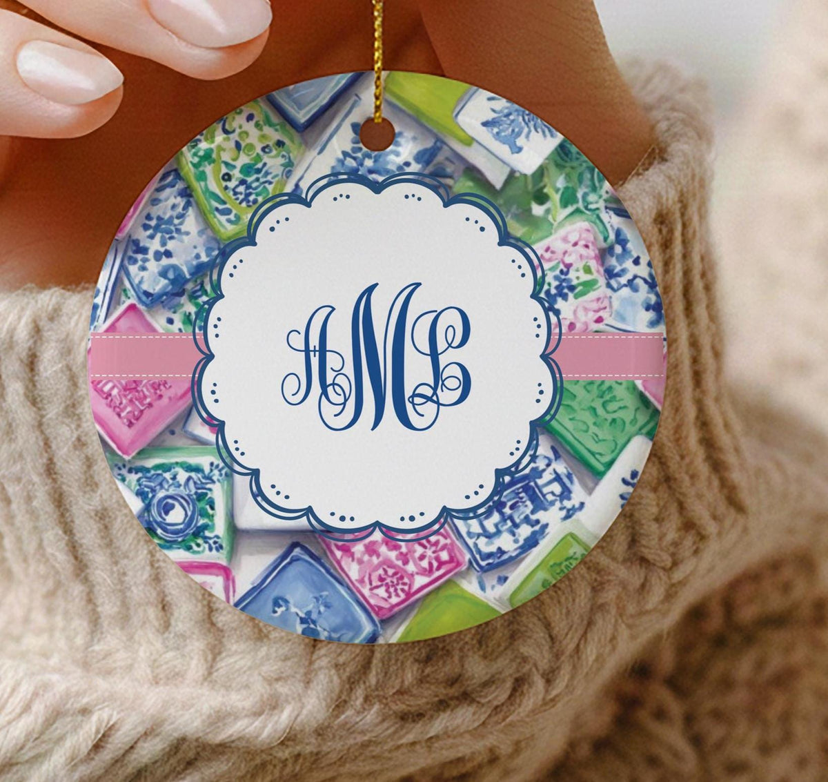 Personalized Mahjong Monogram Ornament