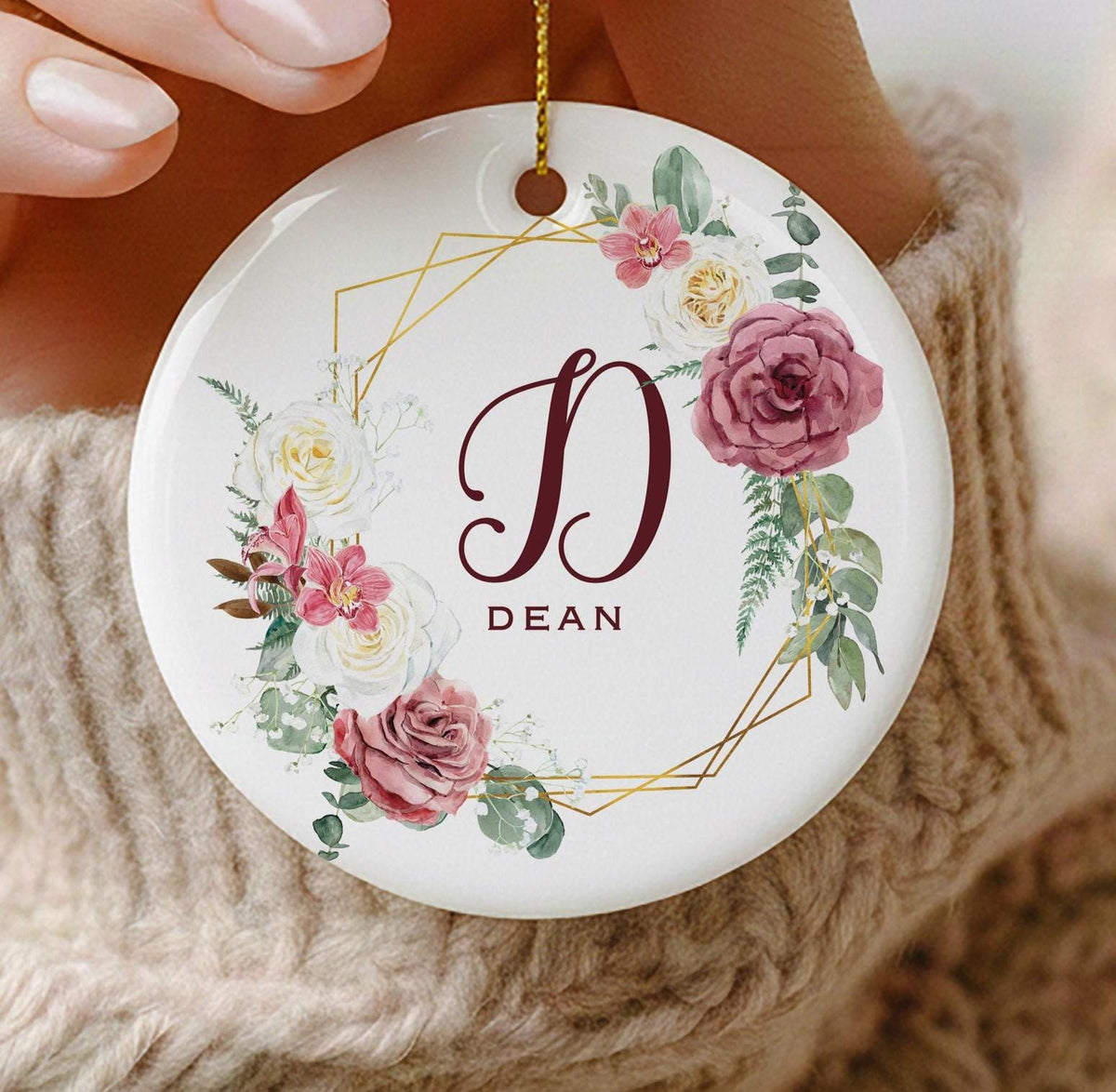 Personalized Floral Initial Ornament