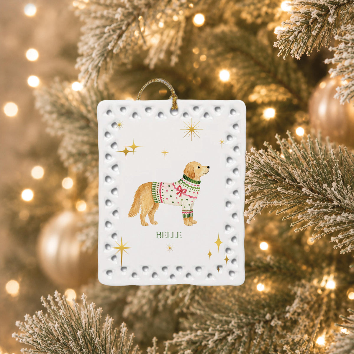 Personalized Pet Christmas Ornament | Watercolor - view 4