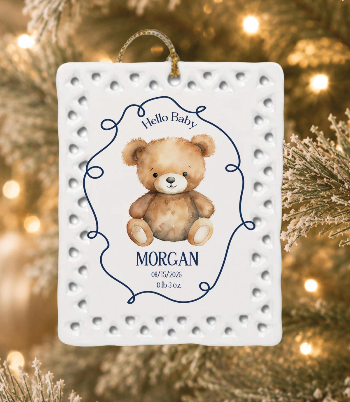 Personalized Baby's First Christmas Ornament | Teddy Bear