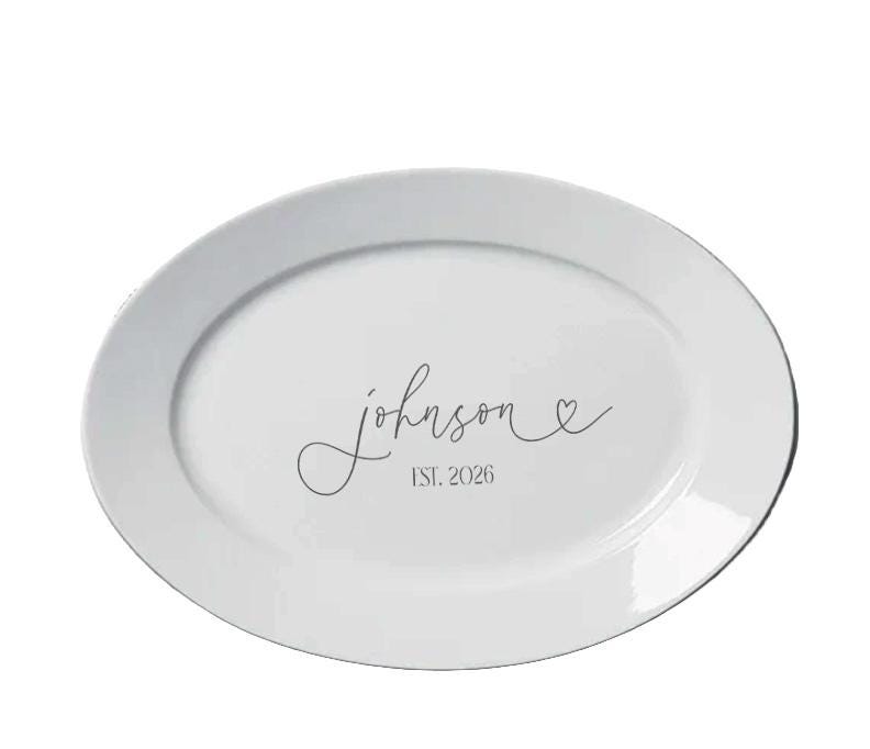 Personalized Porcelain Serving Platter | Custom Family Name Platter | Wedding Gift | Anniversary Gift | Bridal - view 2