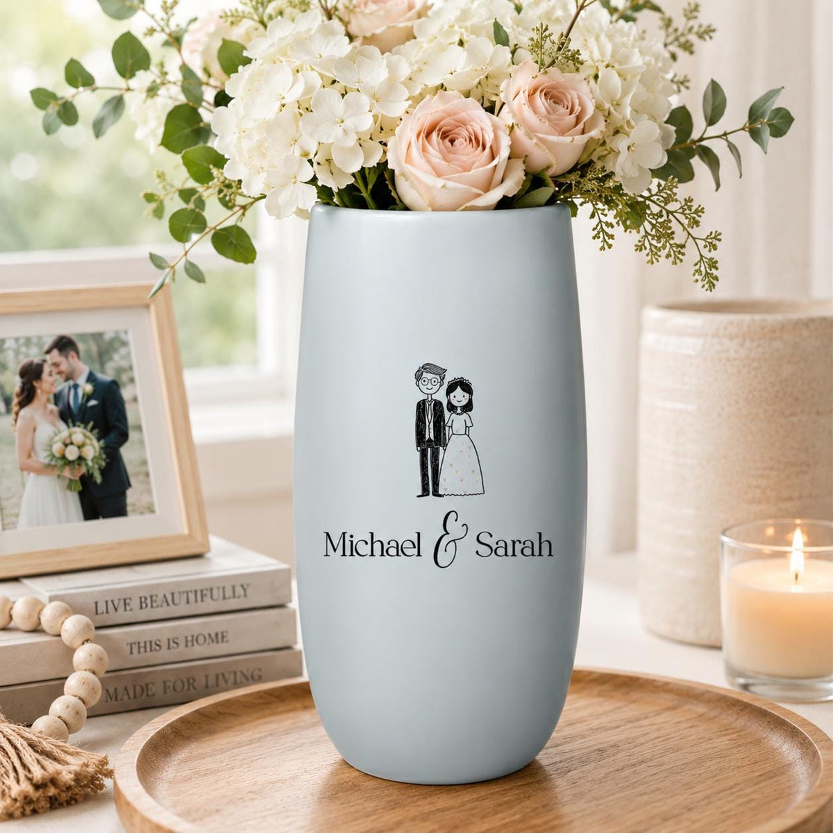Custom Vase for Wedding Three Letter Monogram