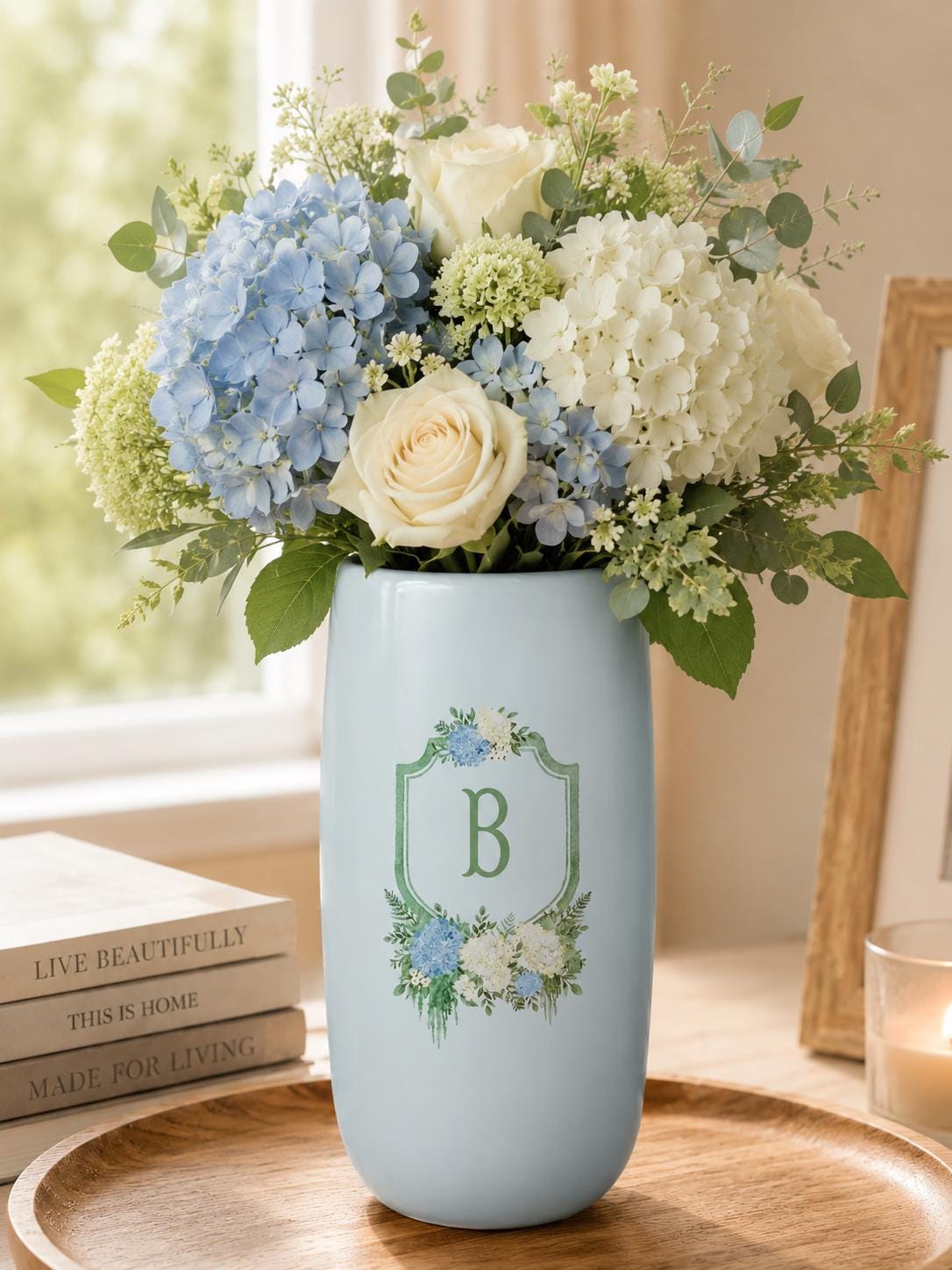 Housewarming Gift Vase Blue Hydrangea