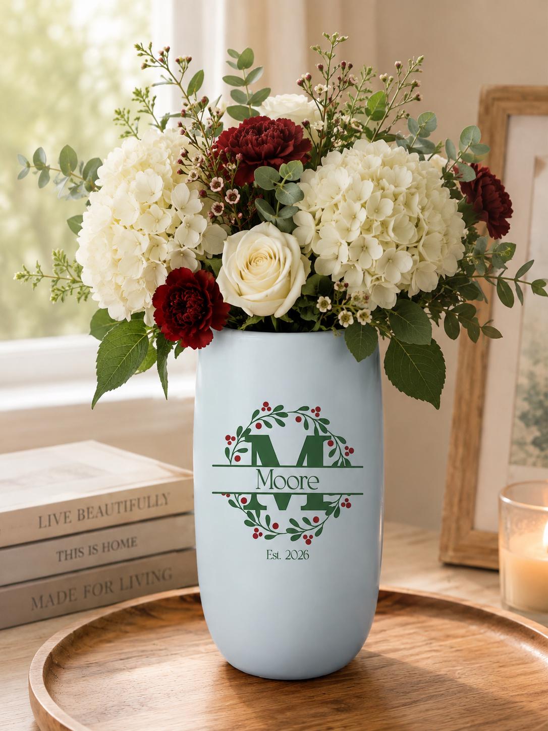 Personalized Christmas Monogram Vase