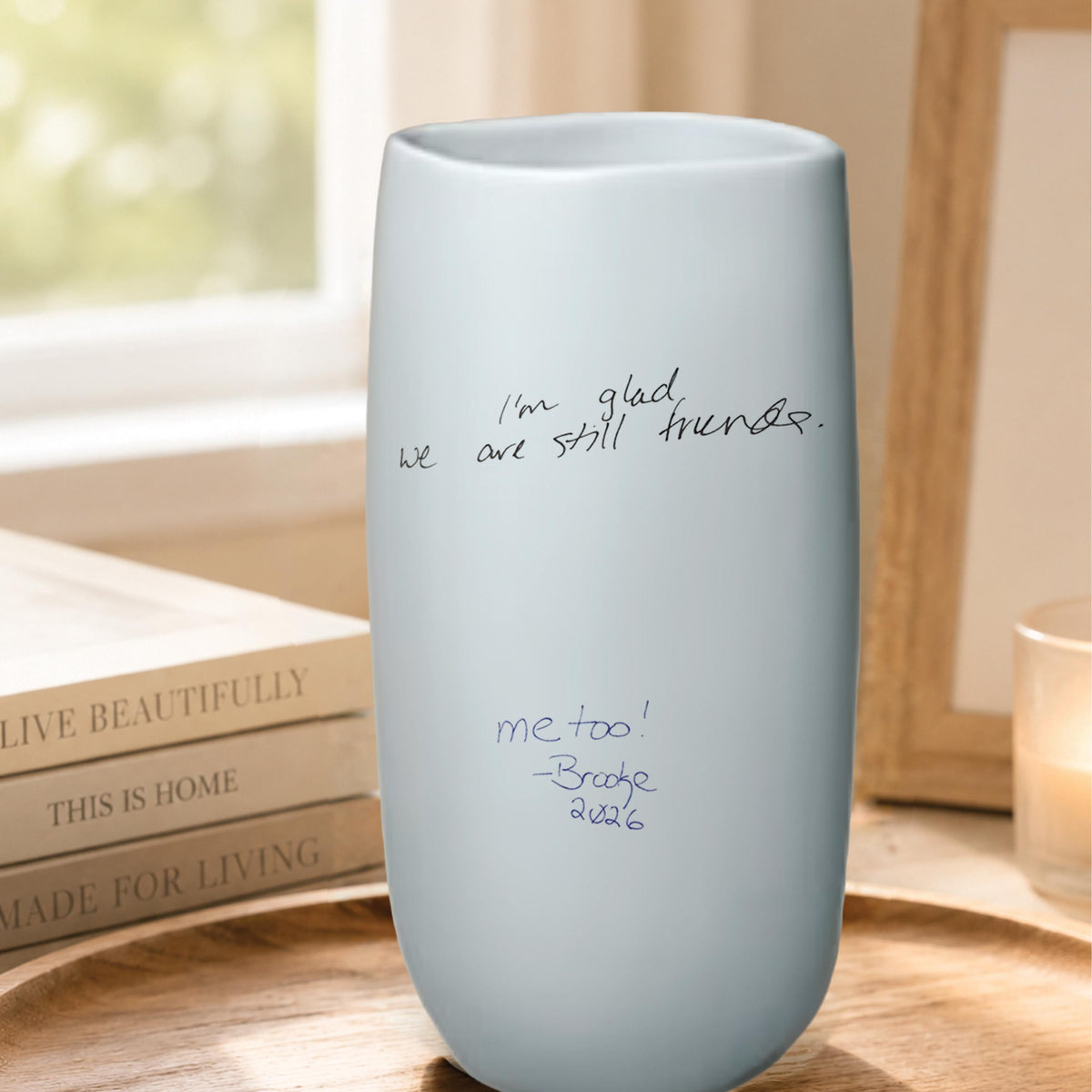 Custom Handwriting Vase detail
