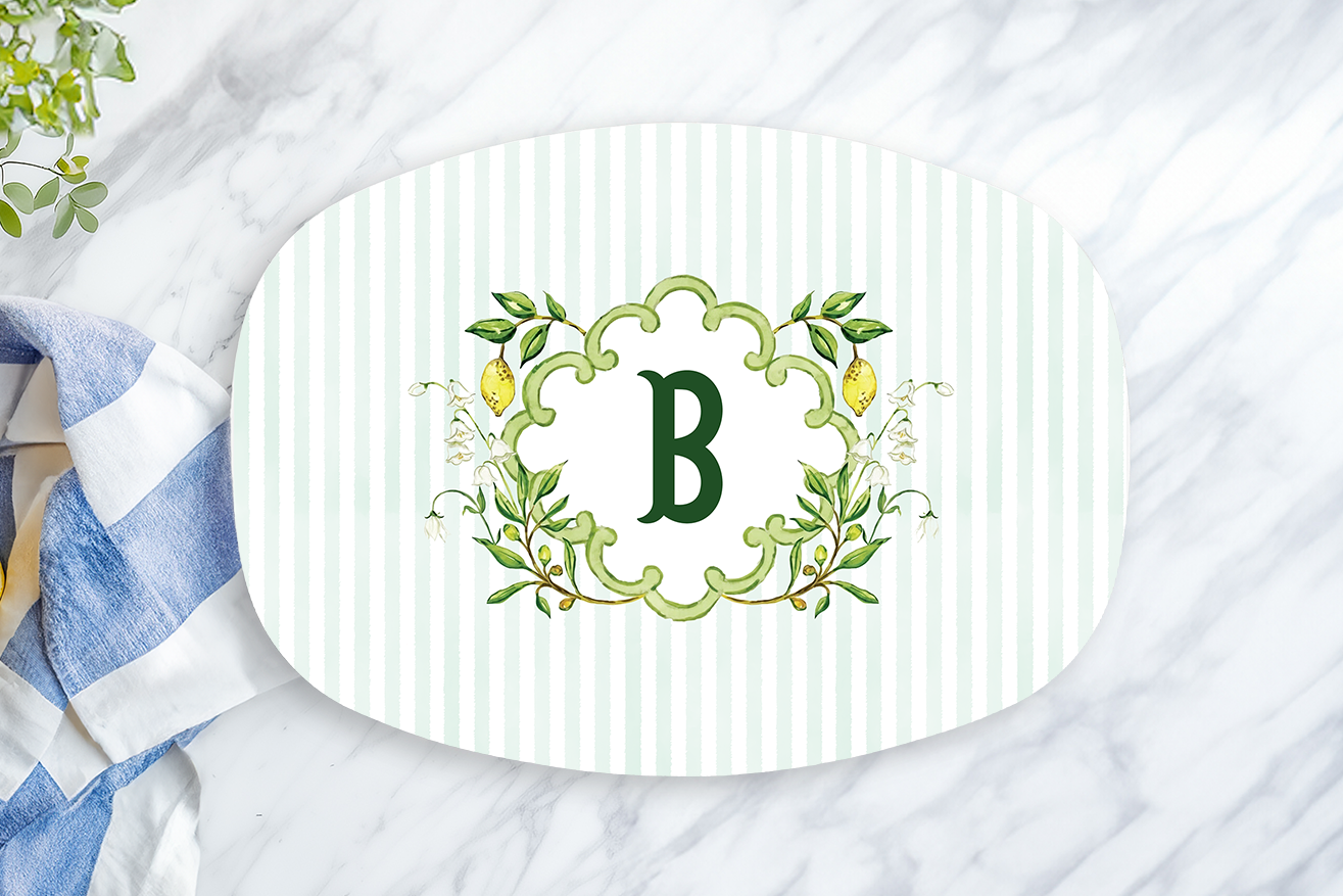 Personalized Lemon Monogram Platter