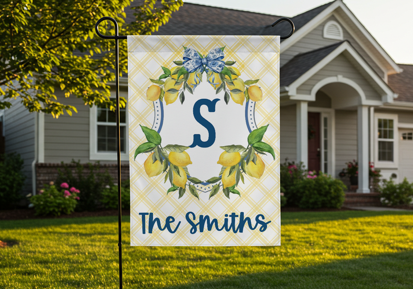 Personalized Lemon Crest Garden Flag