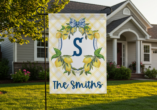 Personalized Lemon Crest Garden Flag