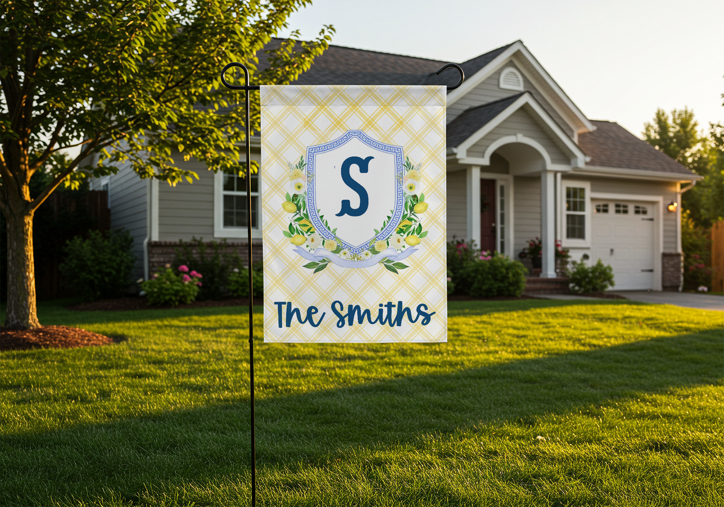 Personalized Lemon Crest Garden Flag