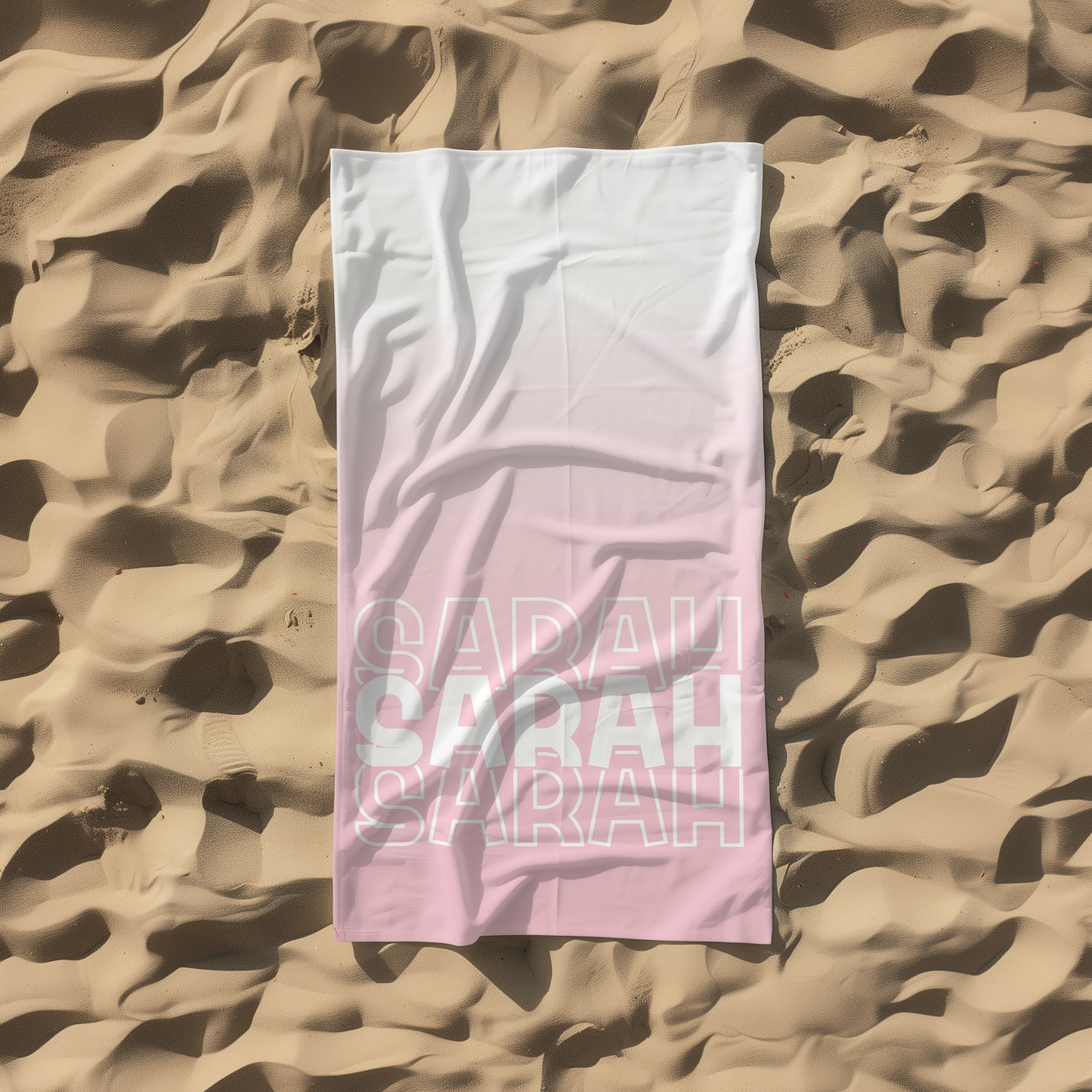 Personalized Pink Ombre Beach Towel