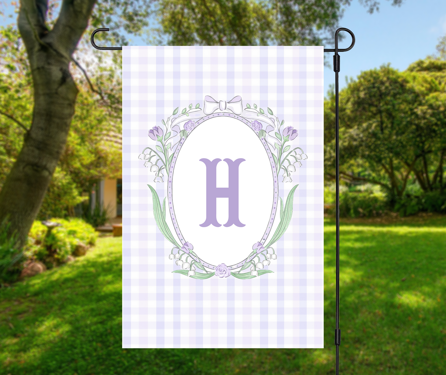 Lily of the Valley Monogram Garden Flag
