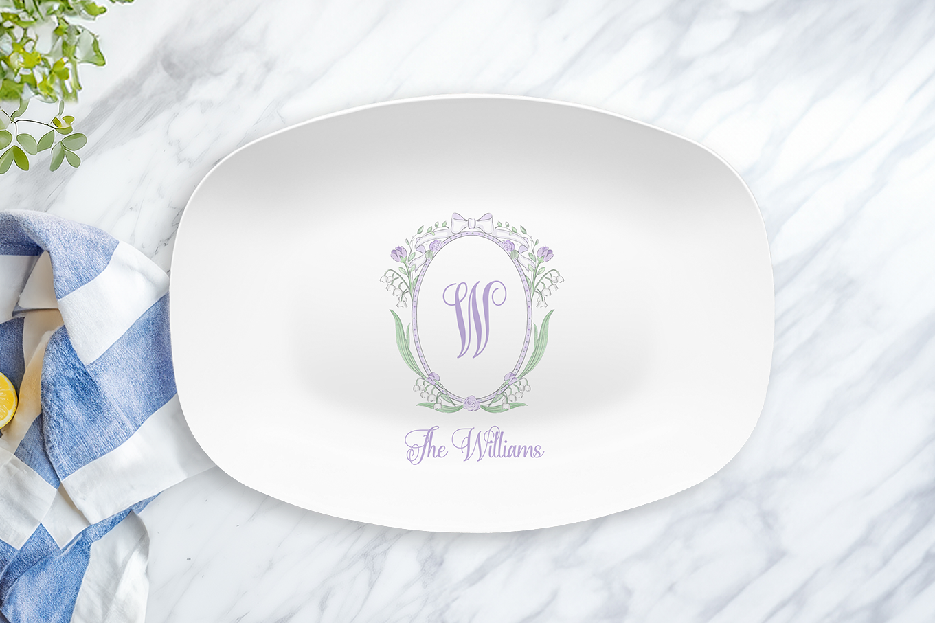 Lily of the Valley Crest Serving Platter