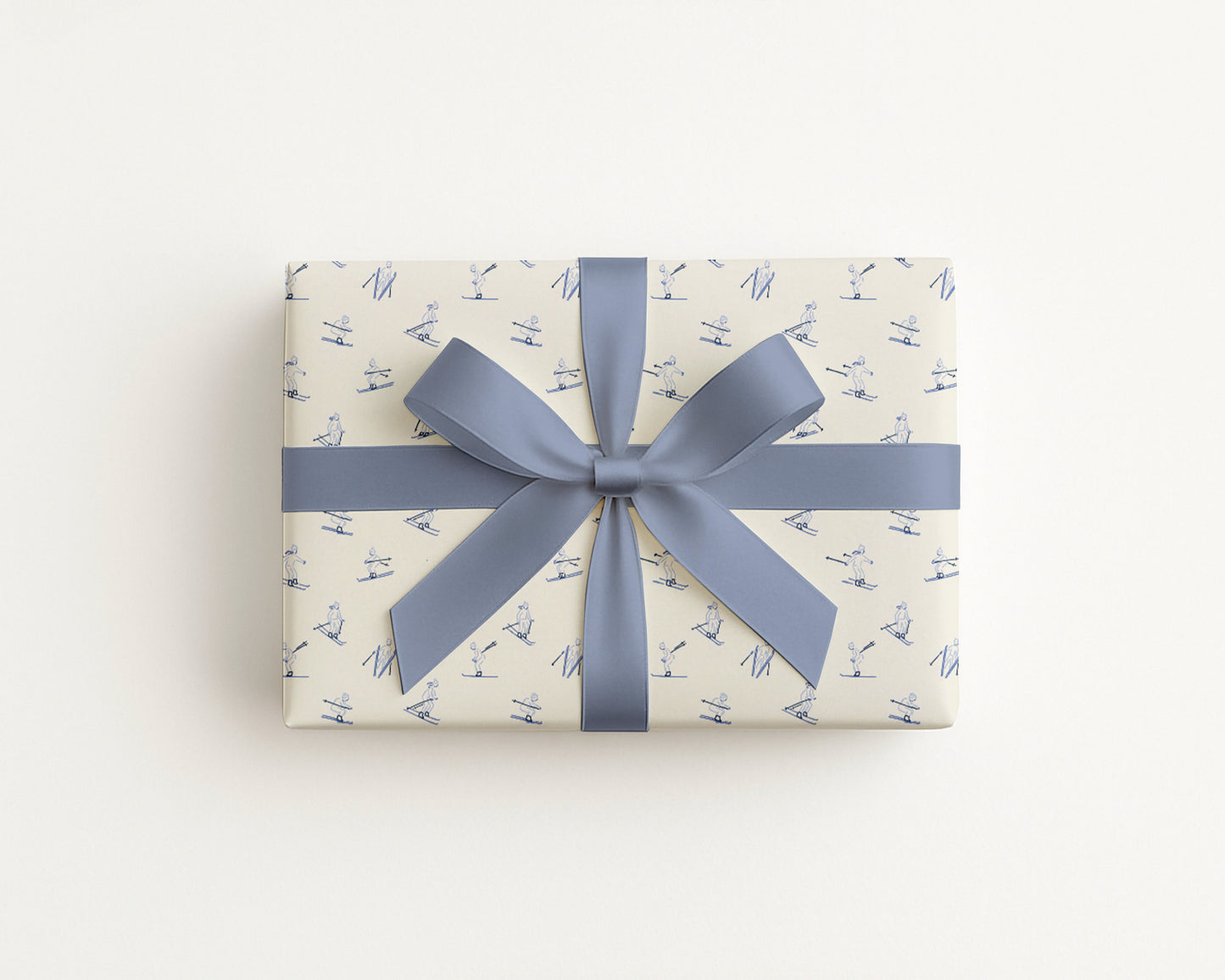 Blue Skiers Wrapping Paper Winter Sports Gift Wrap