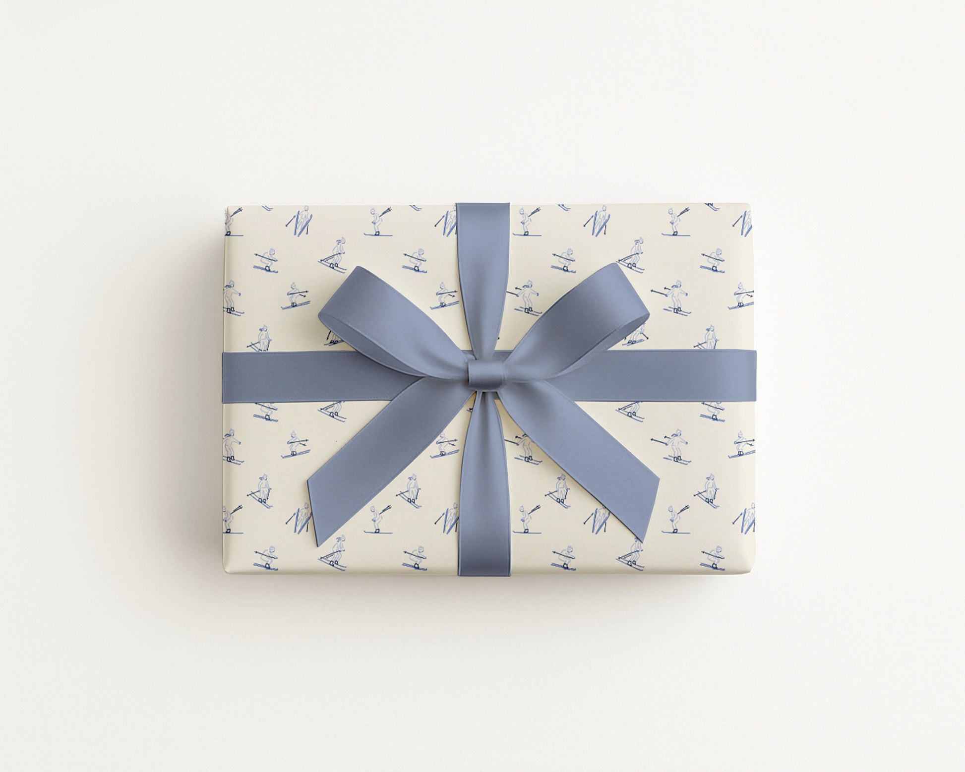 Blue Skiers Wrapping Paper Winter Sports Gift Wrap