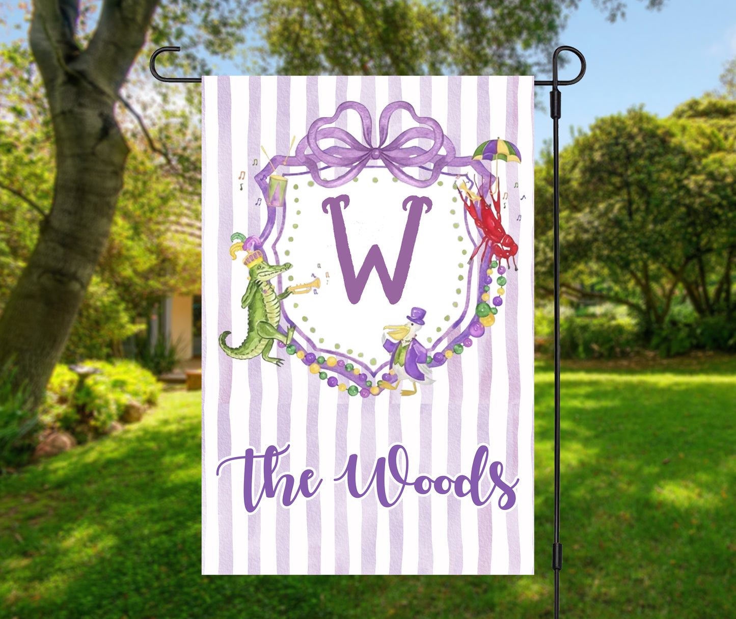Personalized Mardi Gras Garden Flag